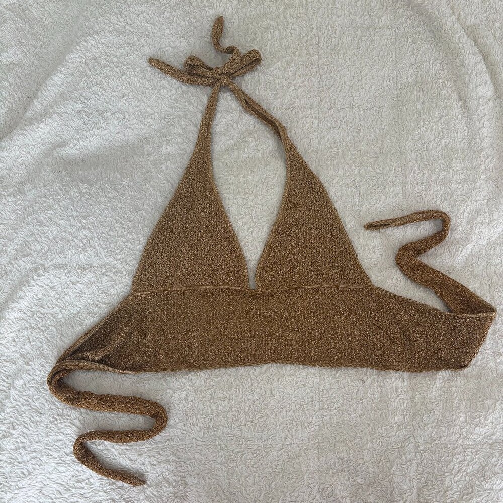 Toulon Top Lined - Antique Gold Lace Crochet